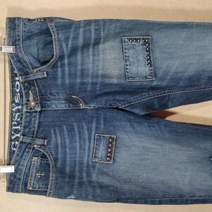 H142 Gypsy Soule distressed studded patchwork jeans 6 / 28